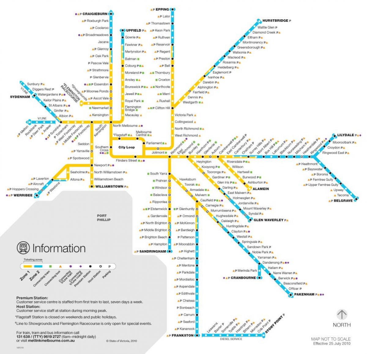 Melbourne vonat hálózati térképen