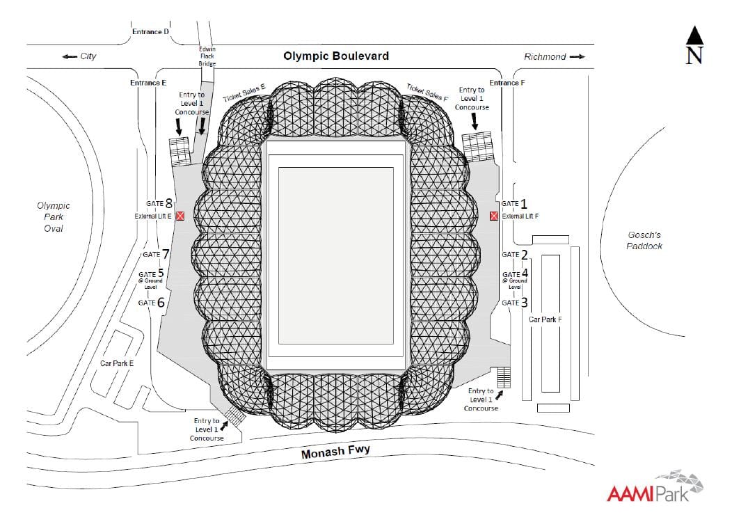 aami park-Melbourne térkép