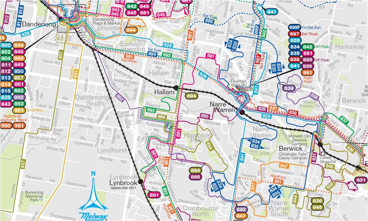 Melbourne busz útvonalak térkép