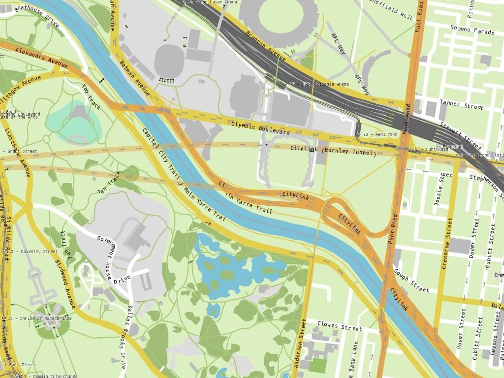 Yarra turista térkép