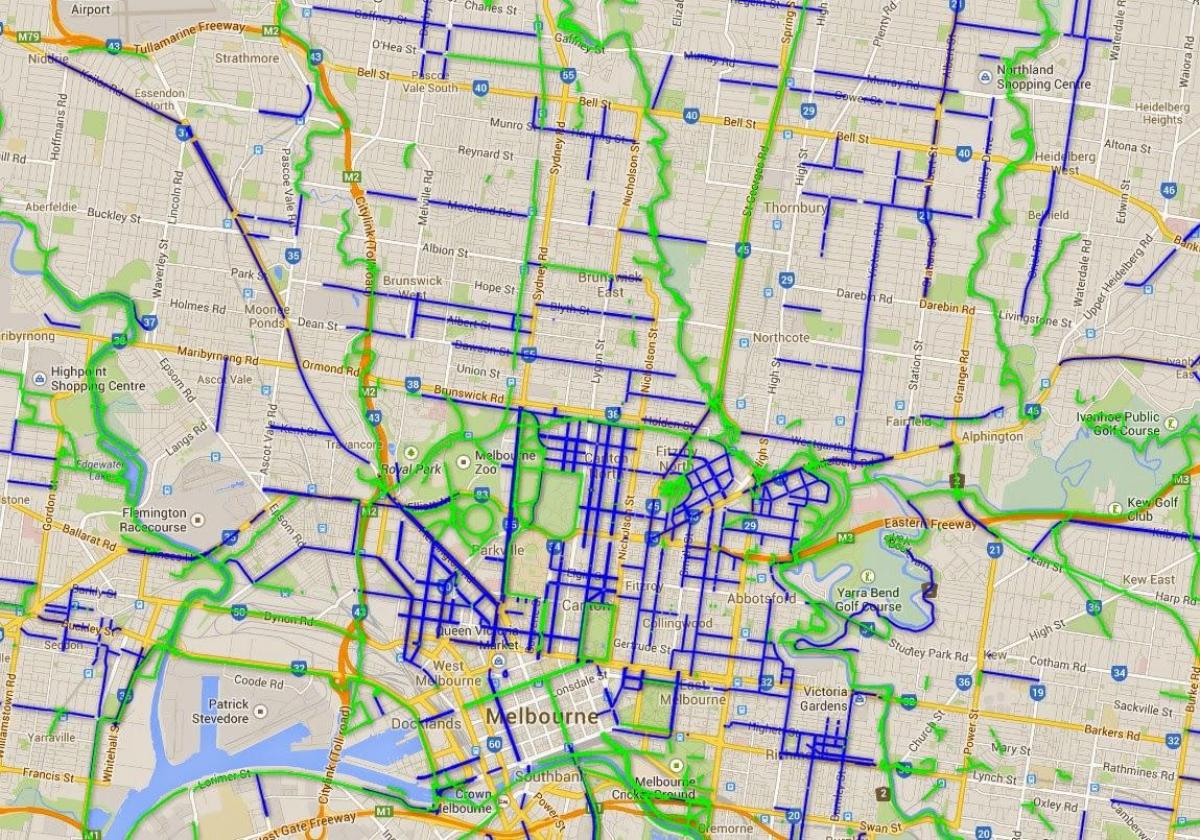 Melbourne kerékpáros térkép