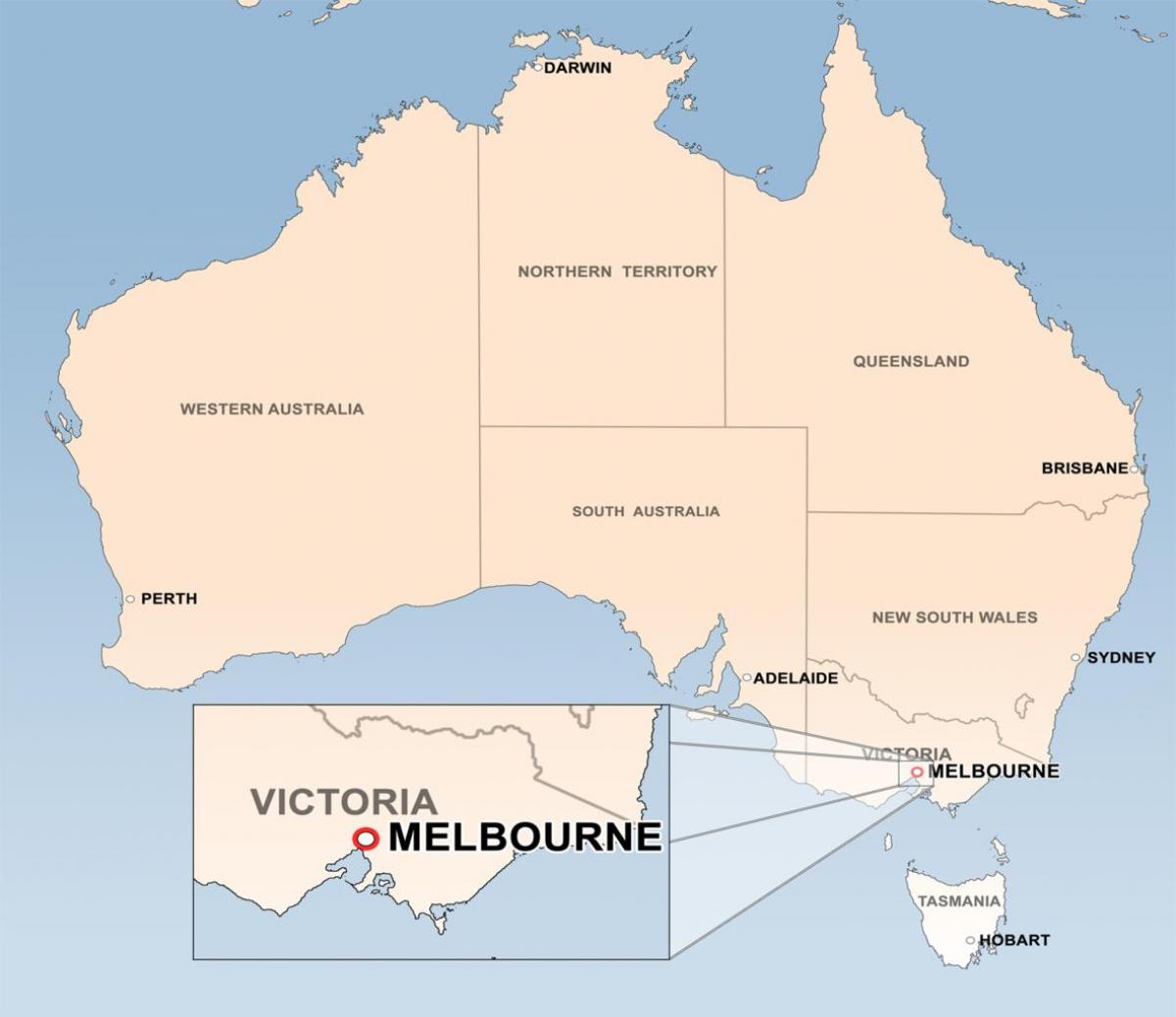 térkép Melbourne, Ausztrália