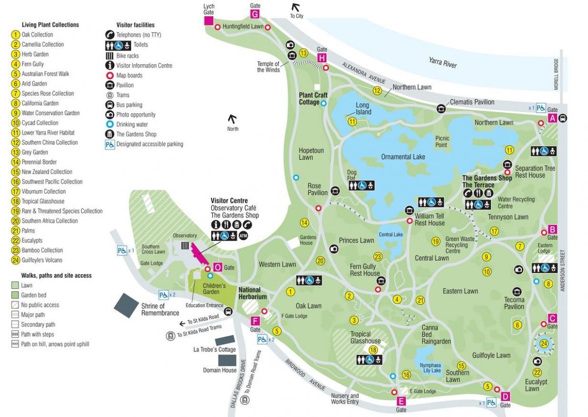 botanical gardens Melbourne térkép