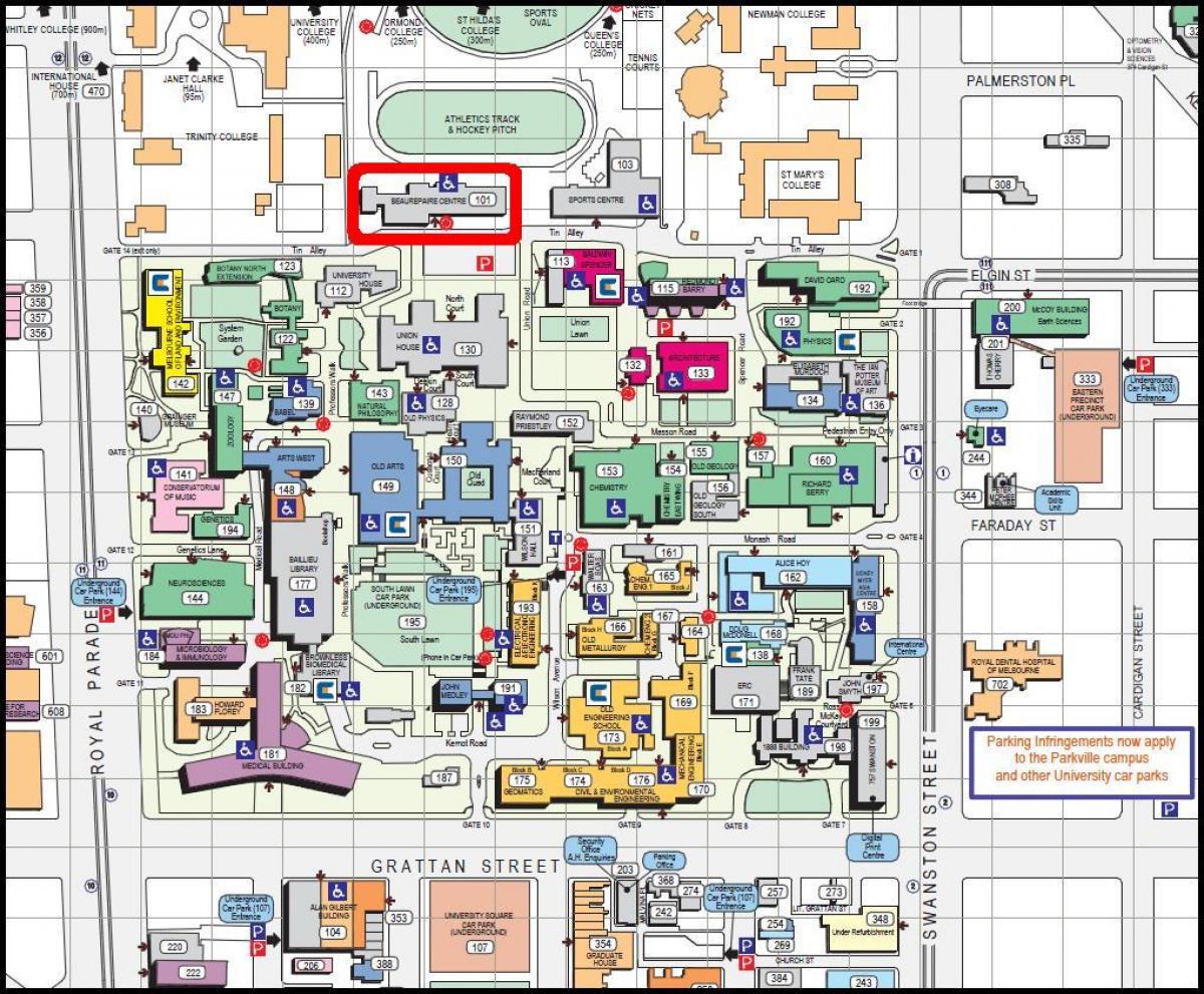 térkép a Melbourne-i egyetem