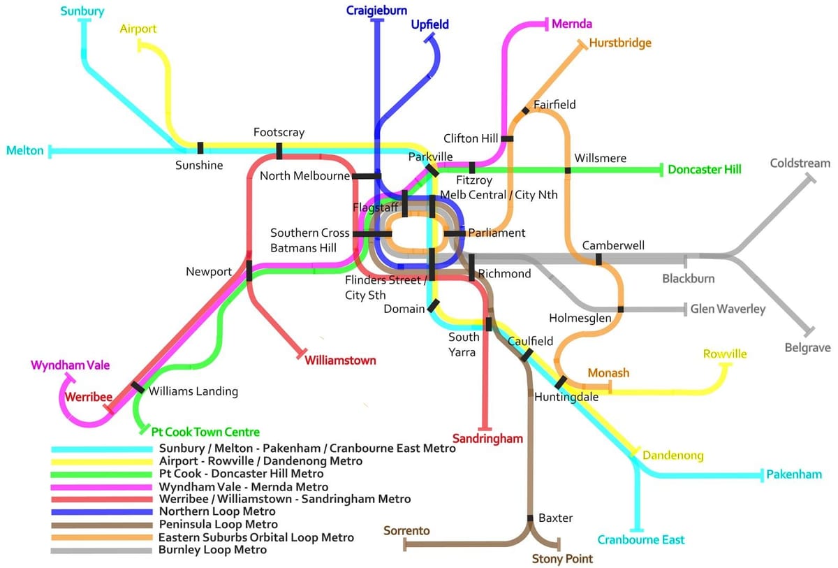 metró térkép Melbourne