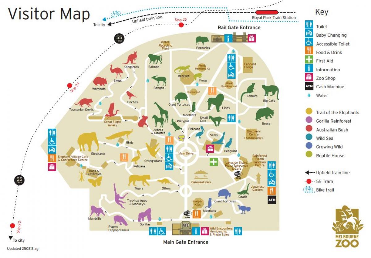 térkép a Melbourne-i állatkert
