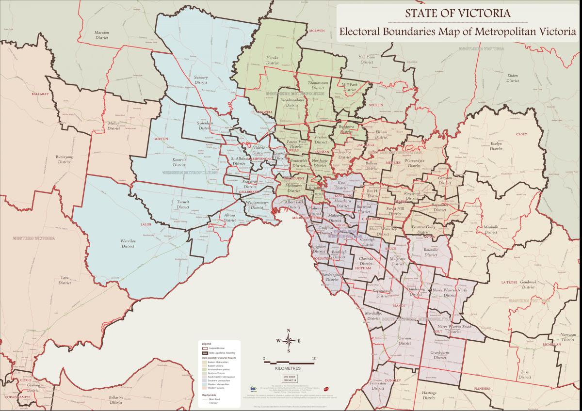 térkép Melbourne keleti kertváros