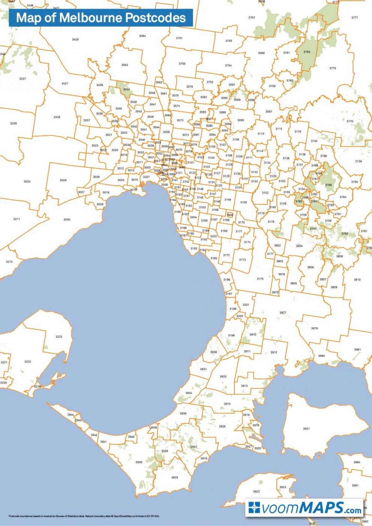 térkép Melbourne irányítószámok
