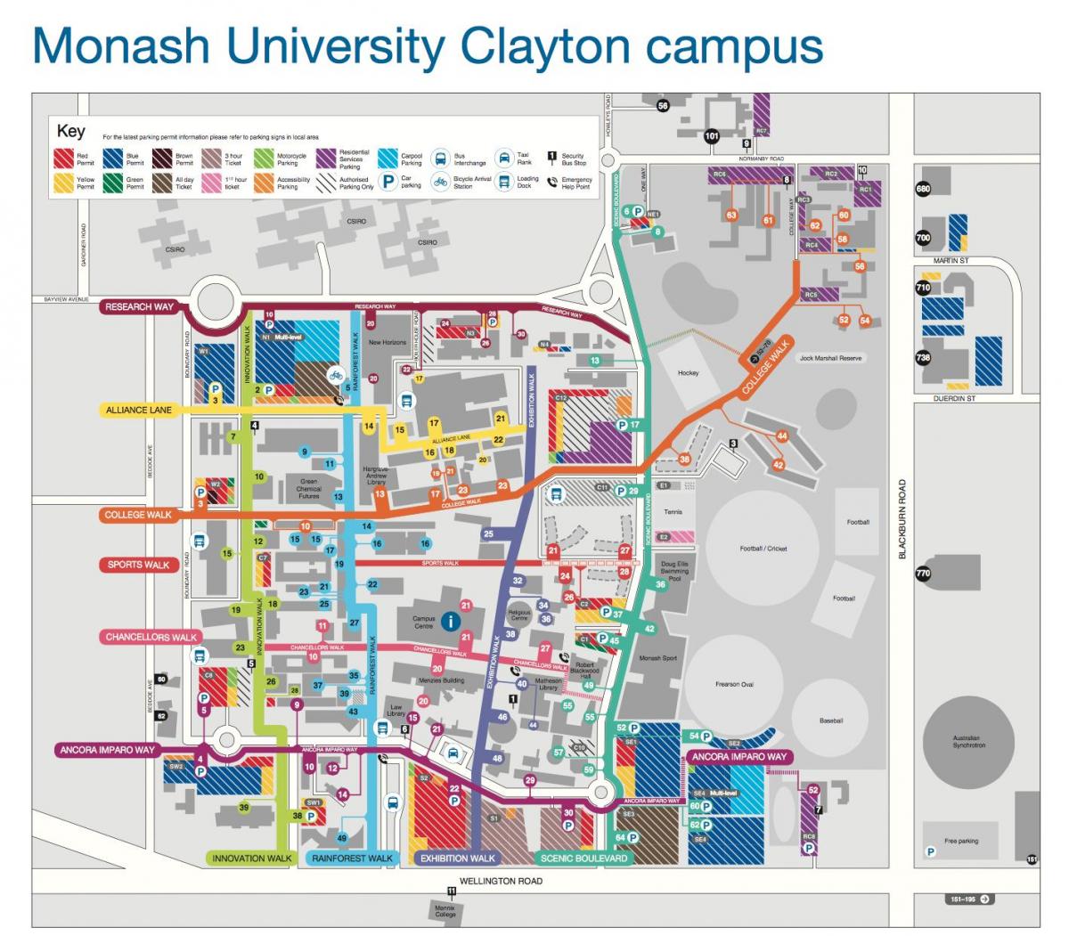 Monash egyetem Clayton térképe