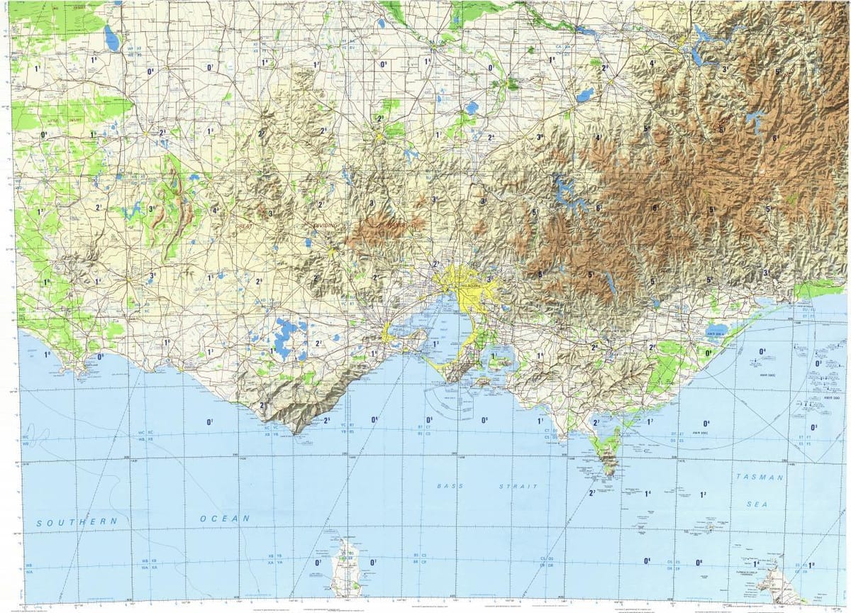 topográfiai térkép Melbourne
