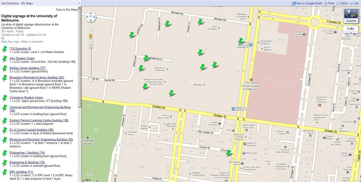 térkép university of Melbourne