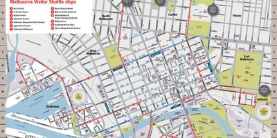 Melbourne látnivaló térképen