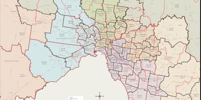 Térkép Melbourne keleti kertváros