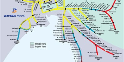 Térkép a Melbourne-i vonat