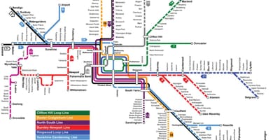 A vonat állomás, Melbourne térkép
