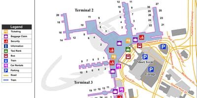 Melbourne-i repülőtér, térkép terminál 4