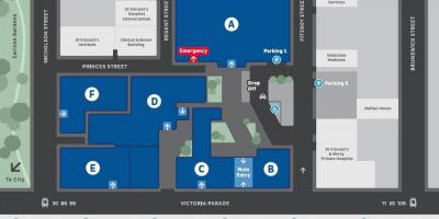 St. Vincent kórház Melbourne térkép